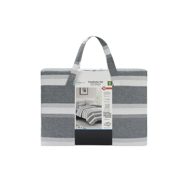 Mainstays 10 Piece Stripe Bed in a Bag Comforter Sets