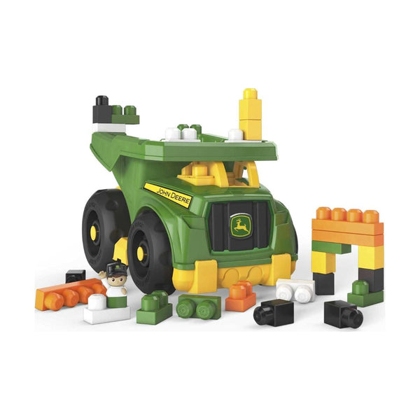 Mega BLOKS John Deere Toddler Building Blocks Toy Set, Dump Truck with 25 Pieces and Storage