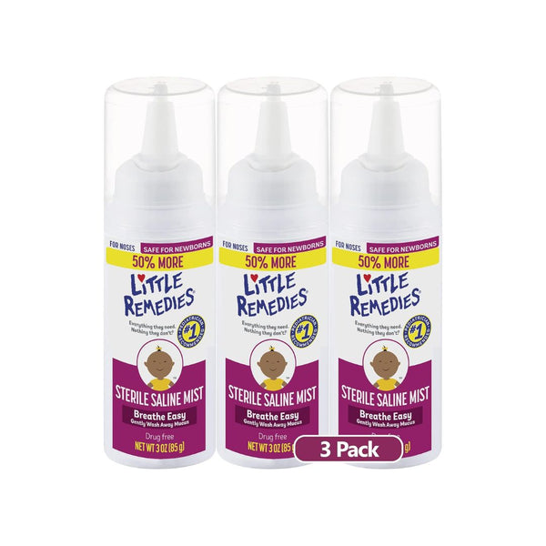 3 Bottles Of Little Remedies Sterile Saline Nasal Mist