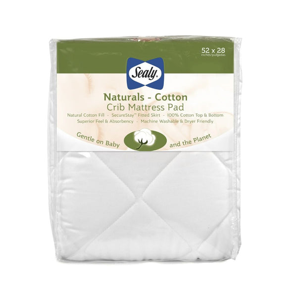 Sealy Quilted Naturals Cotton Crib and Toddler Mattress Pad