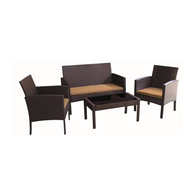 4 Piece Rattan Sofa Seating Group with Cushions