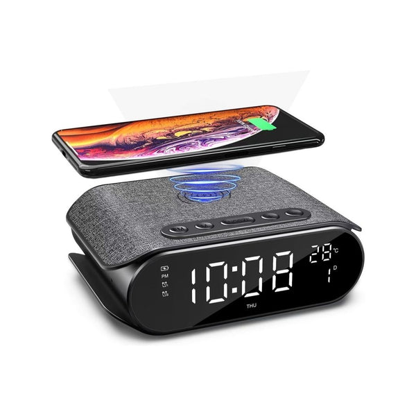 Alarm Clock Radio Wireless Charger Station with USB Port