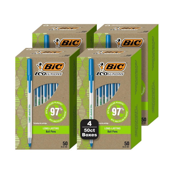 200 Count BIC Ecolutions Round Stic Ballpoint Pens