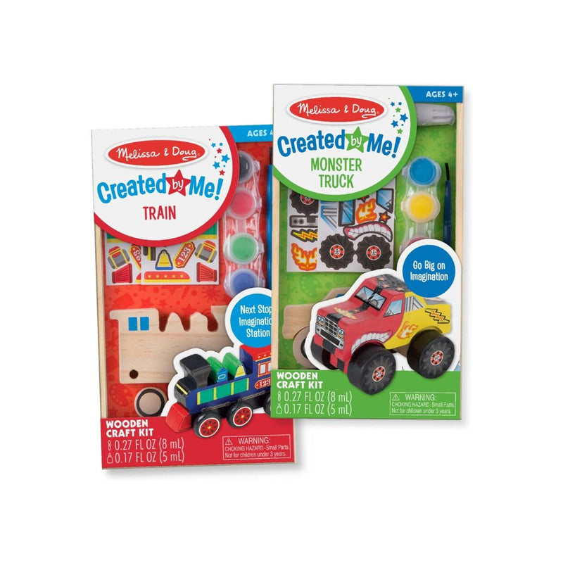 Melissa & Doug 2 Pack Created by Me! Paint & Decorate Your Own Wooden Vehicles Craft Kit