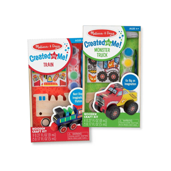 Melissa & Doug 2 Pack Created by Me! Paint & Decorate Your Own Wooden Vehicles Craft Kit