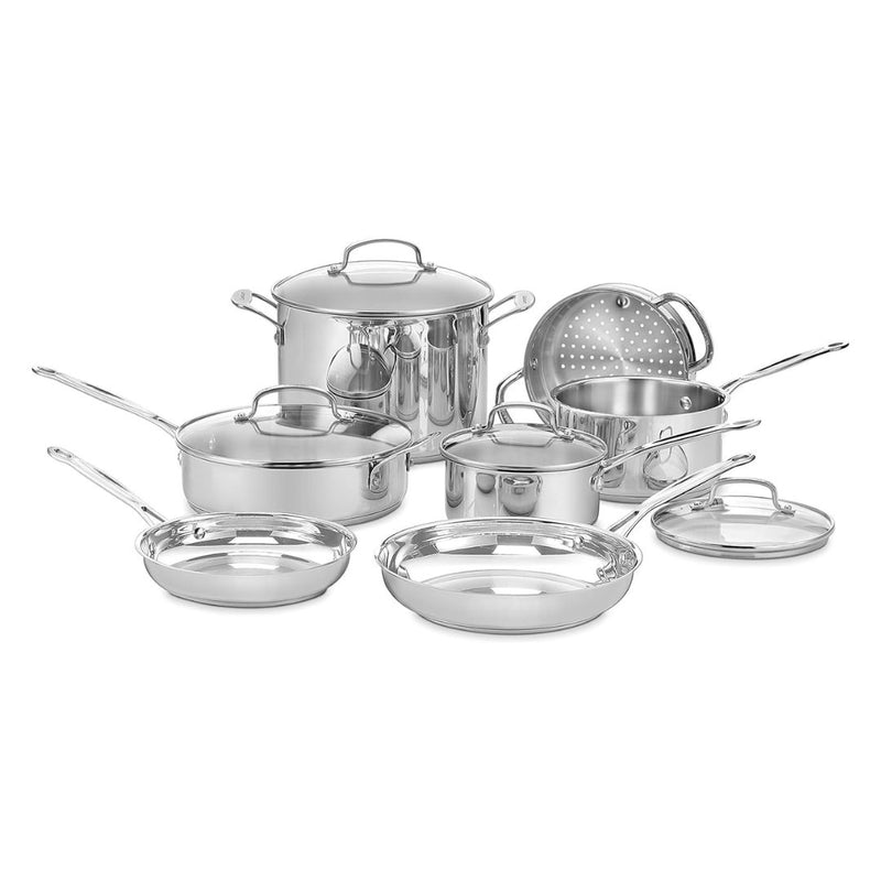 2 Sets of Cuisinart Chef’s Classic Stainless Steel Collection 11-Piece Cookware Set