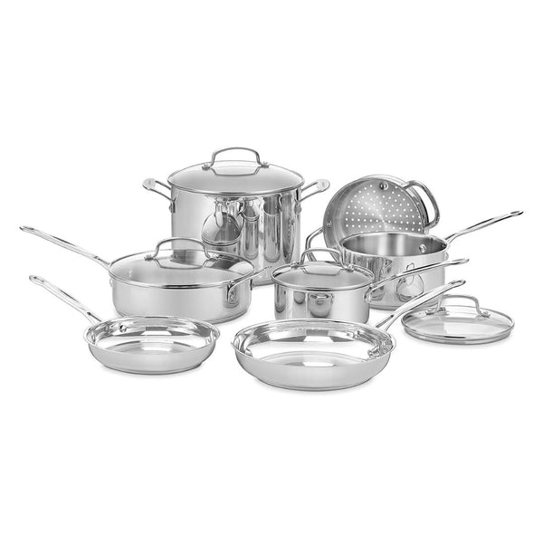 2 Sets of Cuisinart Chef’s Classic Stainless Steel Collection 11-Piece Cookware Set