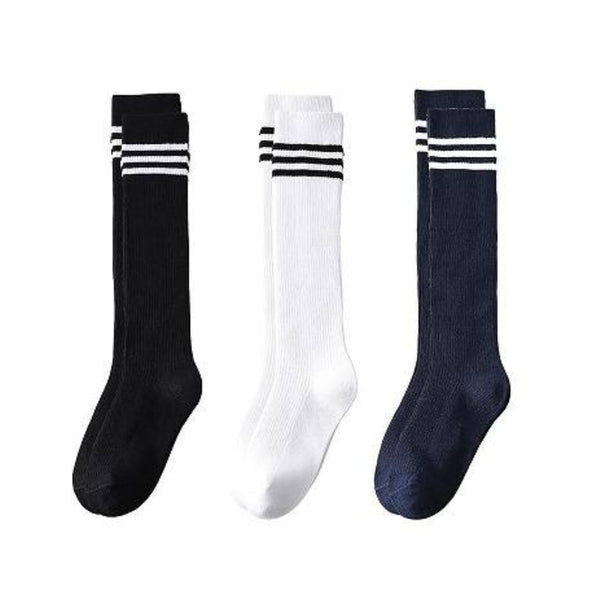 3-Pk Cotton Knee High Socks