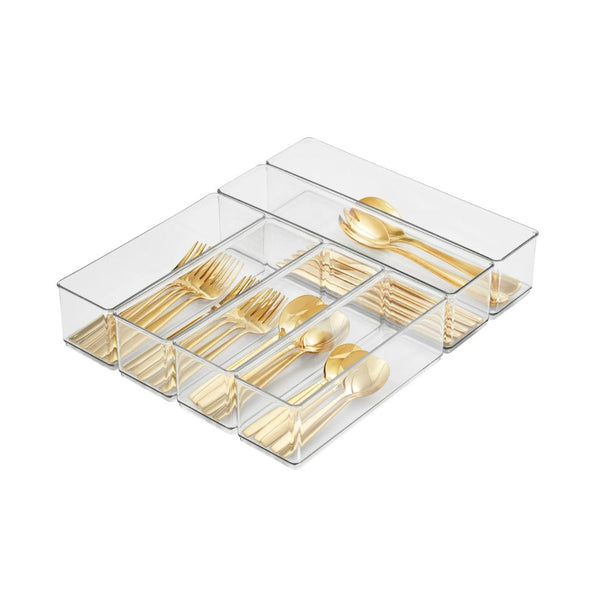 6-Piece Clear Plastic Kitchen Drawer Edit Storage System