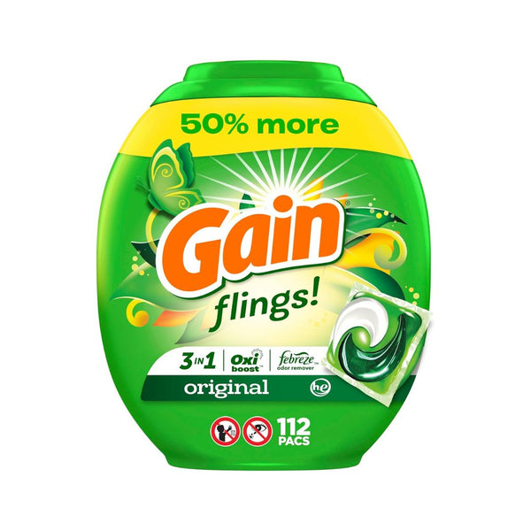 112-Count Gain FLINGS Laundry Detergent Pacs, Original Scent