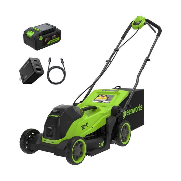 Greenworks 24V 14-Inch Brushless Cordless Lawn Mower Kit