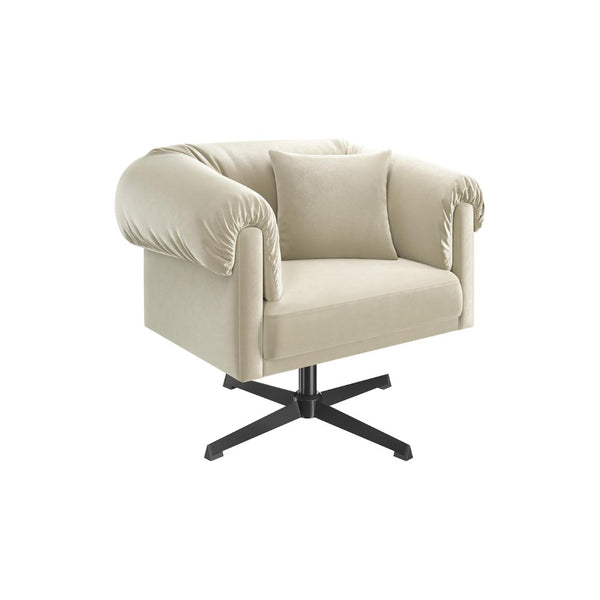 Modern Upholstered Swivel Velvet Accent Armchair with Pillow