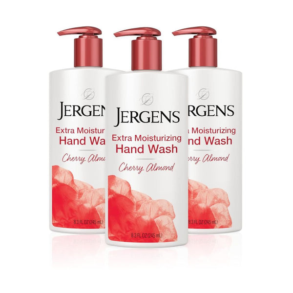 3 Bottles of Jergens Extra Moisturizing Hand Soap, Cherry Almond Scent