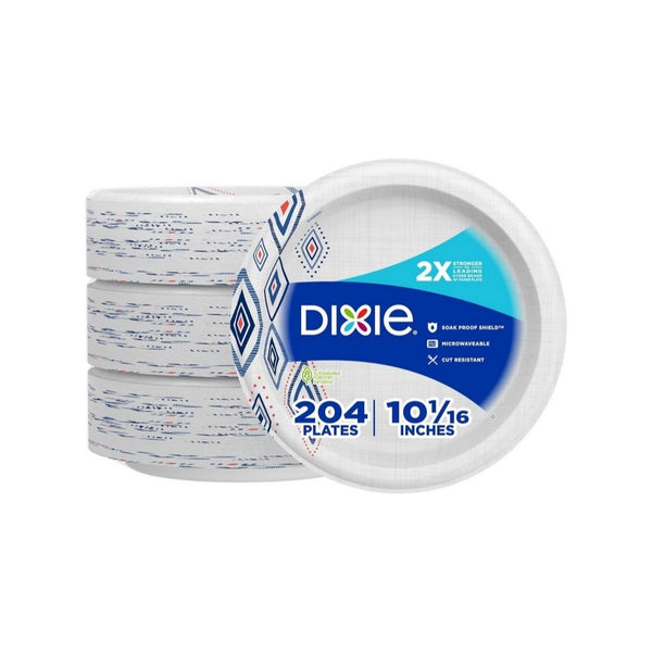 204-Count Dixie Large 10 Inch Paper Plates
