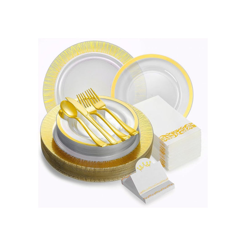 200-Pcs Disposable Plastic Dinnerware Set