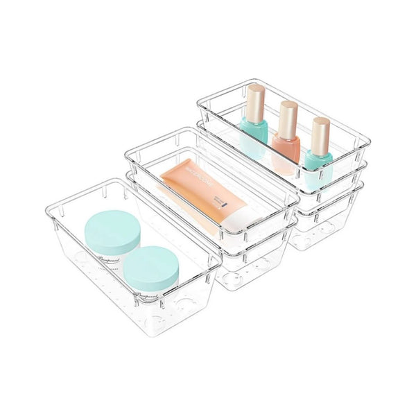 6-Pcs Clear Plastic Drawer Organizer Set