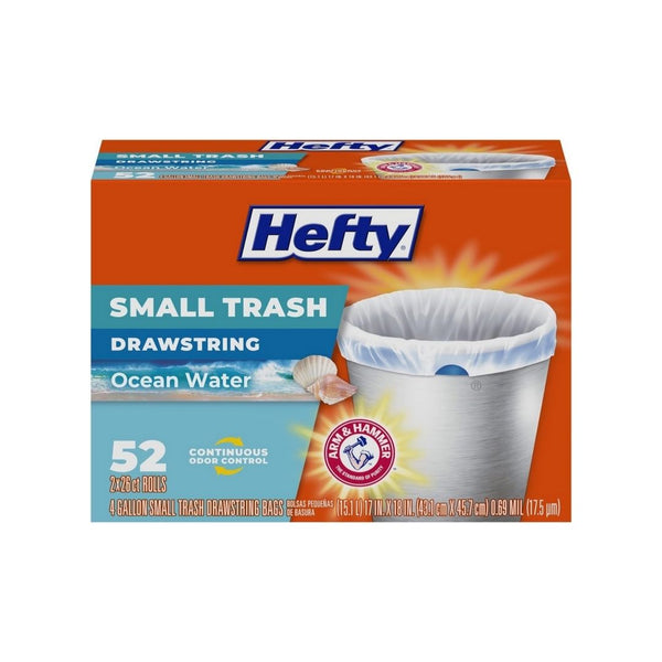 52 Hefty Small Trash Bags, 4 Gallon