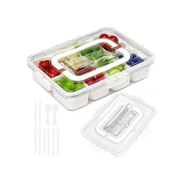 Snack Serving Tray with Cutlery Storage & Forks