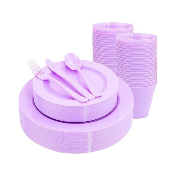 150 Pcs Plastic Dinnerware Set