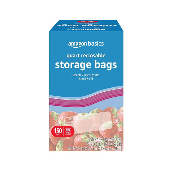 150 Amazon Basics Quart Food Storage Bags