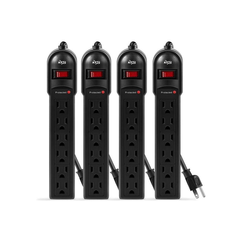 4-Pack KMC 6-Outlet Surge Protector Power Strips