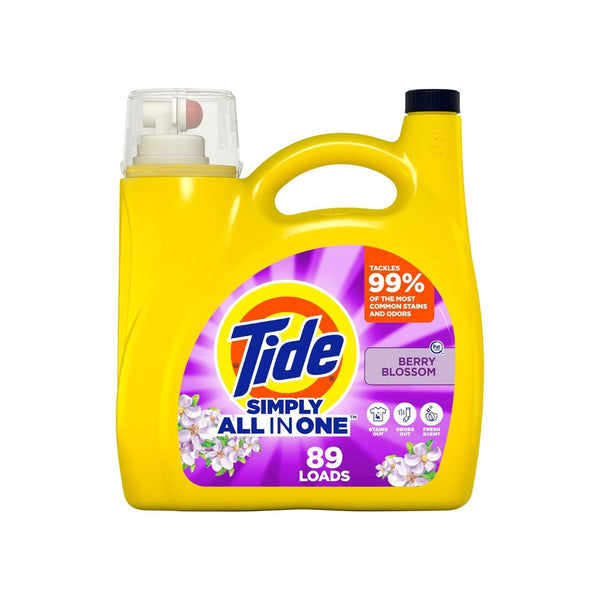 4 Bottles of Tide Simply Clean & Fresh Liquid Laundry Detergent, Berry Blossom Scent
