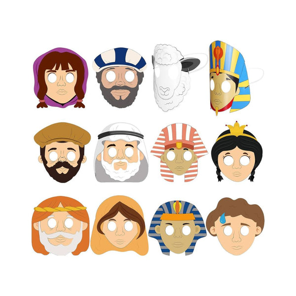 12-Pcs Passover Character Masks