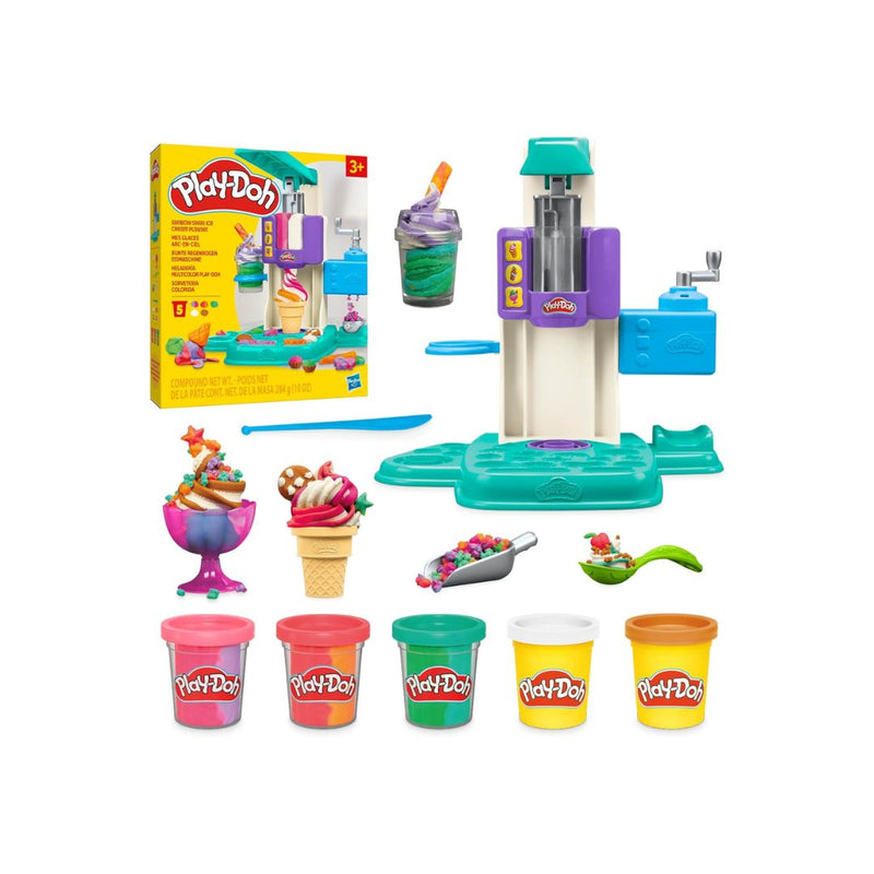 Play-Doh Rainbow Swirl Ice Cream Playset with 7 Kitchen Toy Accessories