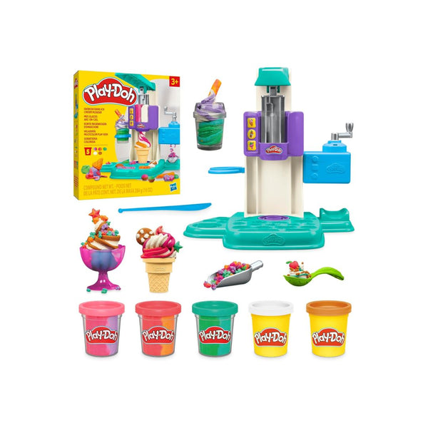 Play-Doh Rainbow Swirl Ice Cream Playset with 7 Kitchen Toy Accessories