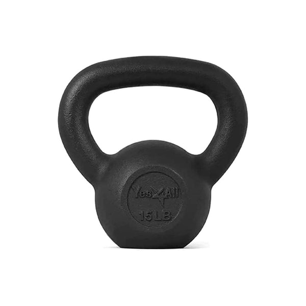 Yes4All 15-Lbs Solid Cast Iron Kettlebell