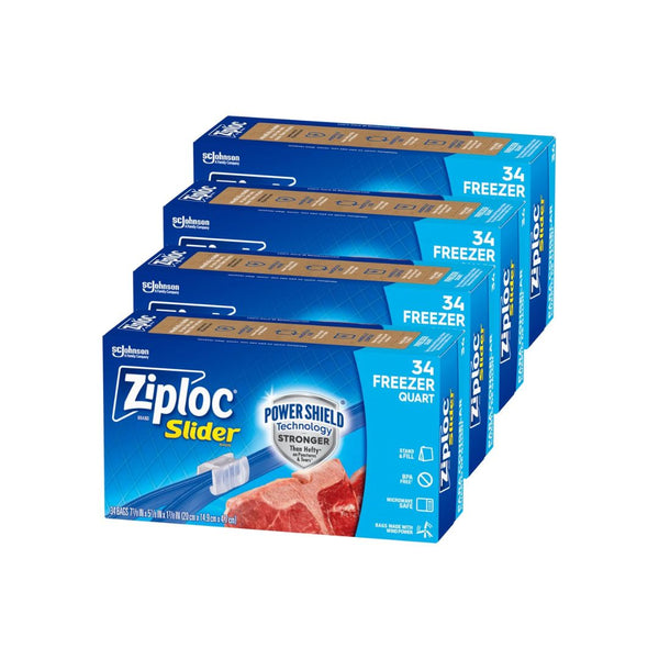 136 Ziploc Quart Food Storage Freezer Slider Bags