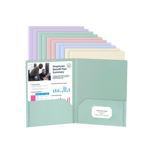 10 Plastic Folders with Pockets