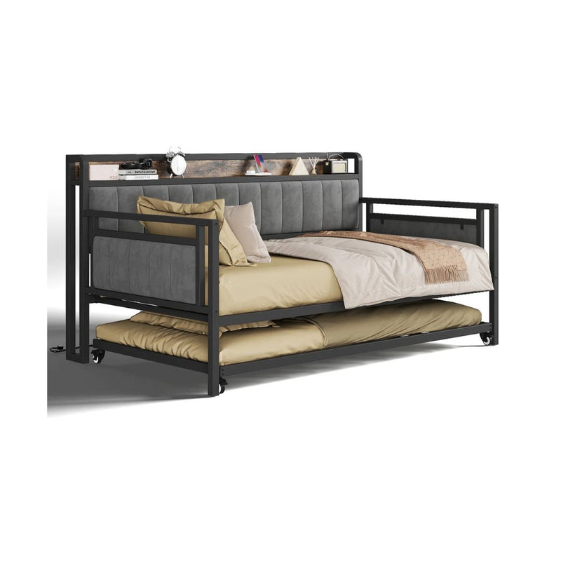 Storage Daybed With Trundle & Charging Station (2 Colors)