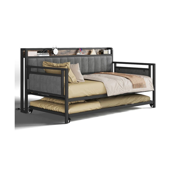 Storage Daybed With Trundle & Charging Station (2 Colors)