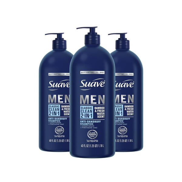 3 Bottles of Suave Men 2 in 1 Anti Dandruff Shampoo and Conditioner