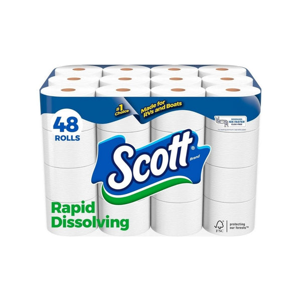 48 Double Rolls Scott Rapid-Dissolving Toilet Paper