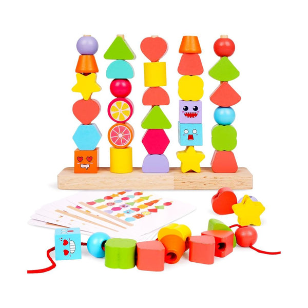 Montessori Wooden Bead Sequencing Toy Set