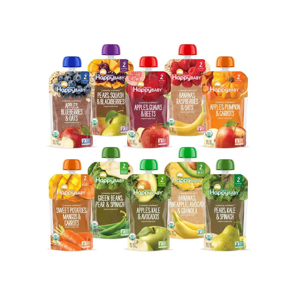 10 Variety Pack of Happy Baby Organics Stage 2 Baby Food Pouches