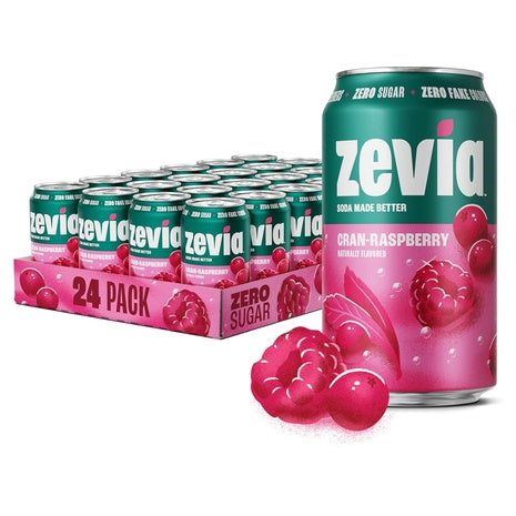 24 Cans Zevia Cran-Raspberry Zero Sugar Soda