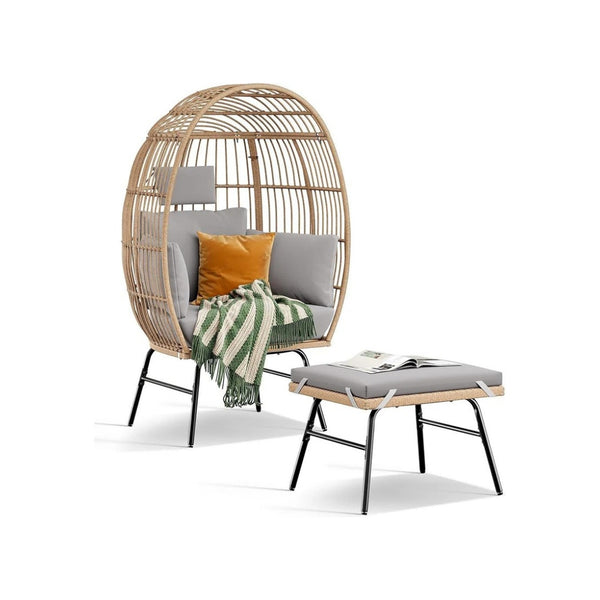 Outdoor Egg Chair with Footrest