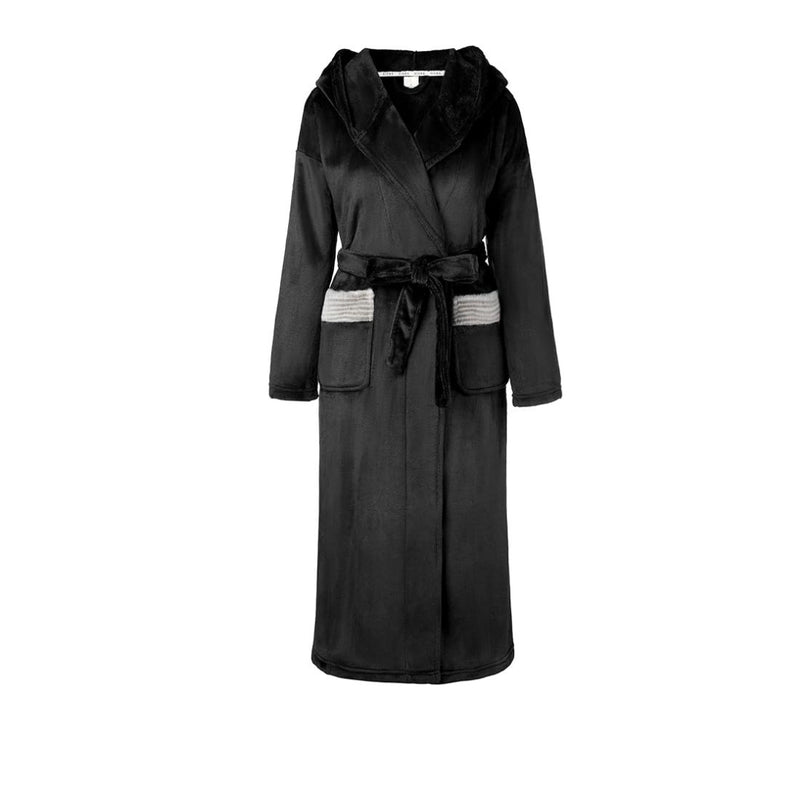 Women Fleece Hooded Warm Plush Long Bathrobe (2 Colors)