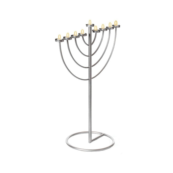 Modern Silver 9 Branch Lighting Thin Pipe Hanukkah Menorah