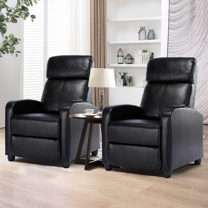 Set of 2 Wide Modern Soft Breathable Faux Leather Massage Recliners