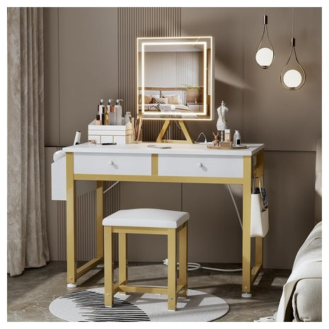 Makeup Vanity Set with Mirror and Lights