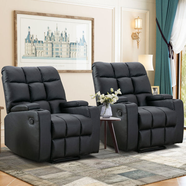 2-Count Latitude Run Faux Leather Recliner with Massage Function