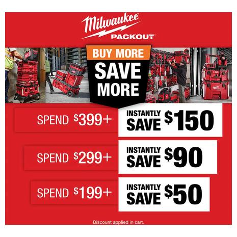 Save $300 Off $400+ On Milwaukee Packout Power Tool & Accessory Storage Systems!