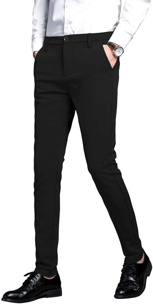 Plaid & Plain Men's Slim Fit Stretch Dress Pants