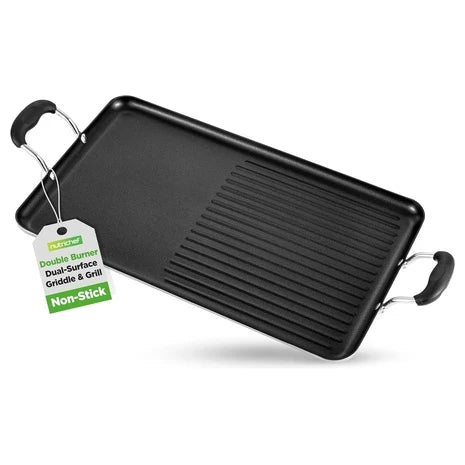 24" NutriChef Double Burner Grill & Griddle Pan
