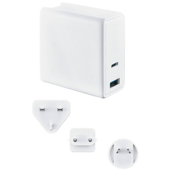 72.5W 2-Port USB-C/USB Foldable Wall Charger With International Plugs