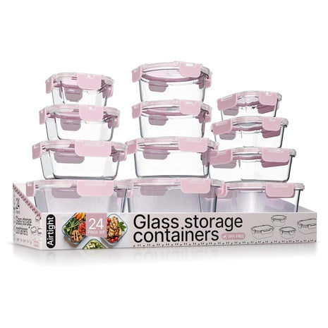 24 Glass Food Storage Containers with Lids